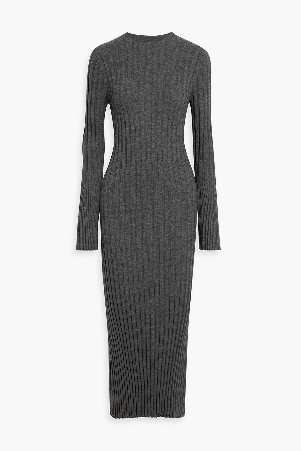 Loulou Studio Bolga Ribbed Merino Wool And Cashmere-blend Midi Dress In Anthracite