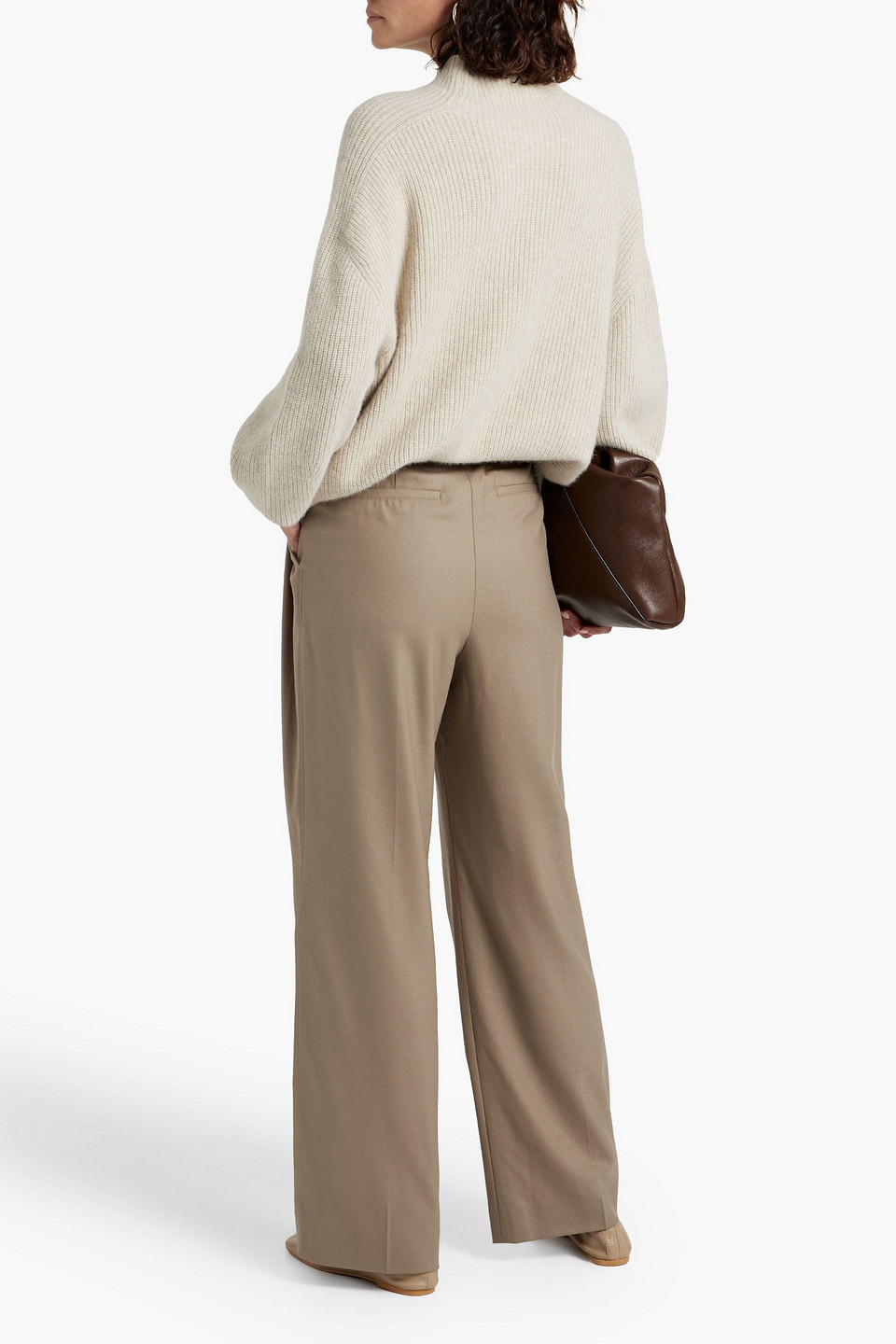 Shop Loulou Studio Solo Wool-blend Twill Wide-leg Pants In Taupe