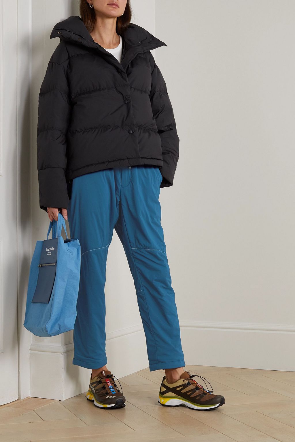 AND WANDER Alpha Air padded brushed-shell tapered pants