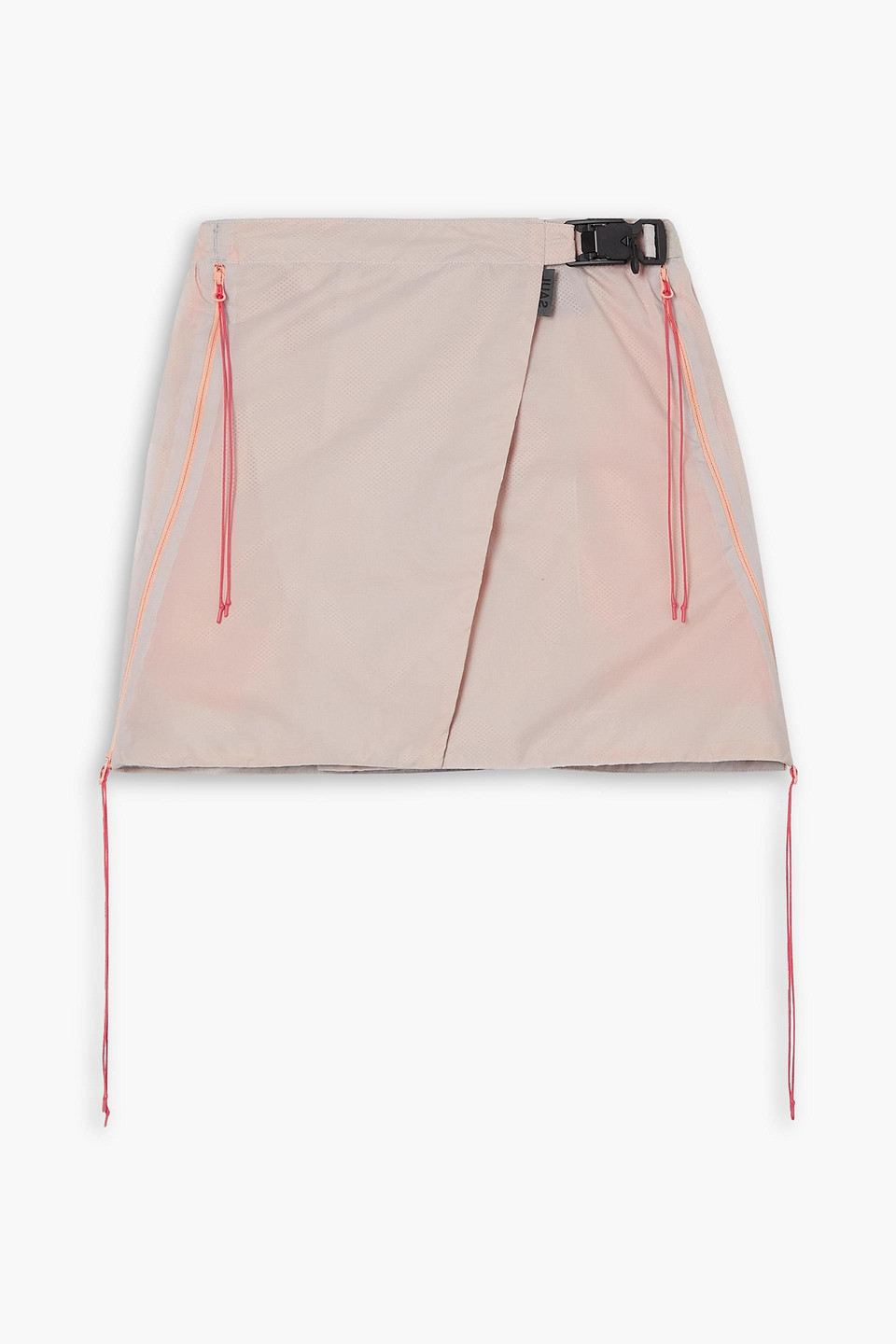 Asymmetric wrap-effect ripstop mini skirt