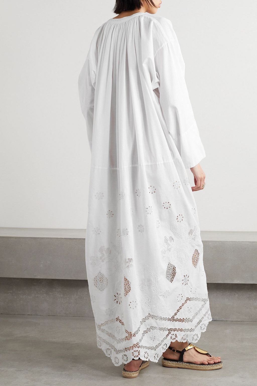 NILI LOTAN Nelya broderie anglaise-trimmed cotton-voile maxi dress