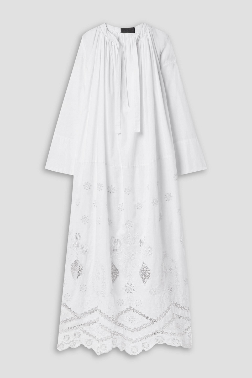 Nili Lotan Nelya Broderie Anglaise-trimmed Cotton-voile Maxi Dress In White