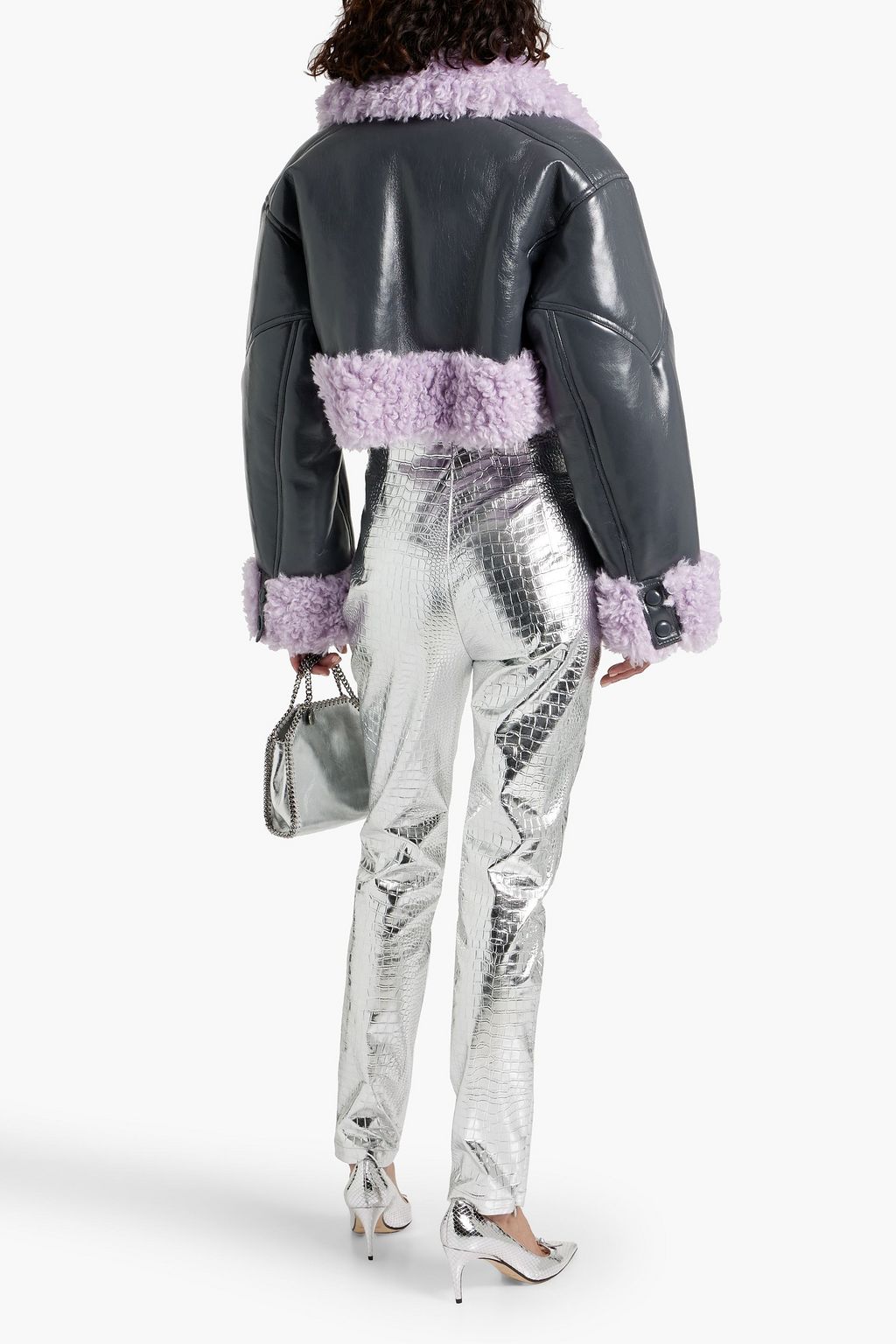 STAND STUDIO Fleur cropped faux shearling jacket