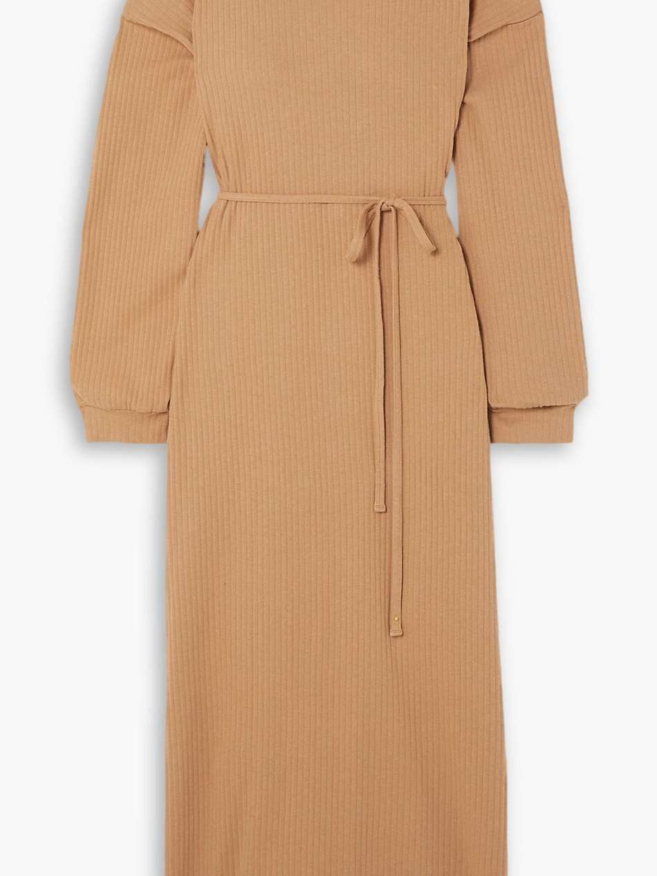 shaw ribbed cotton wrap midi dress