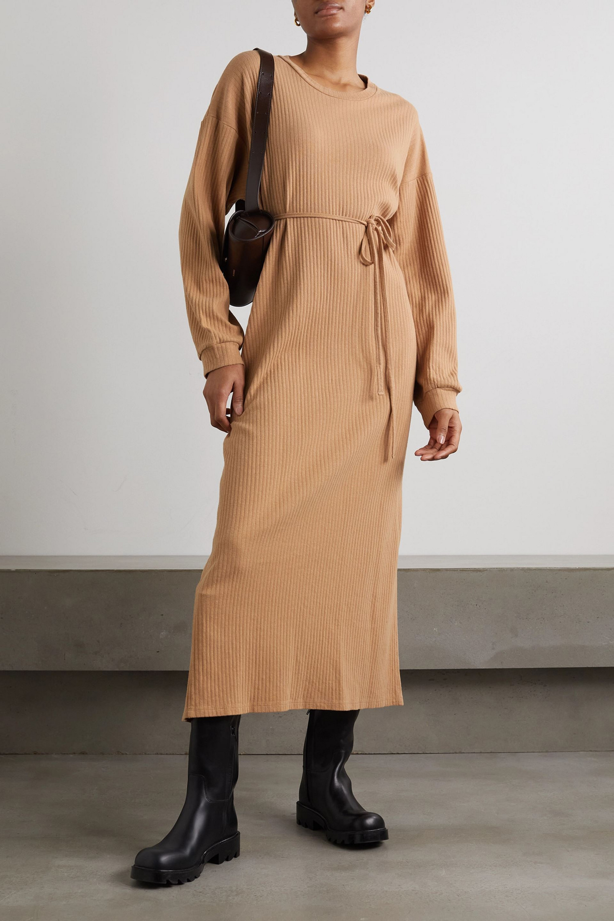 Baserange Shaw ribbed cotton wrap midi dress