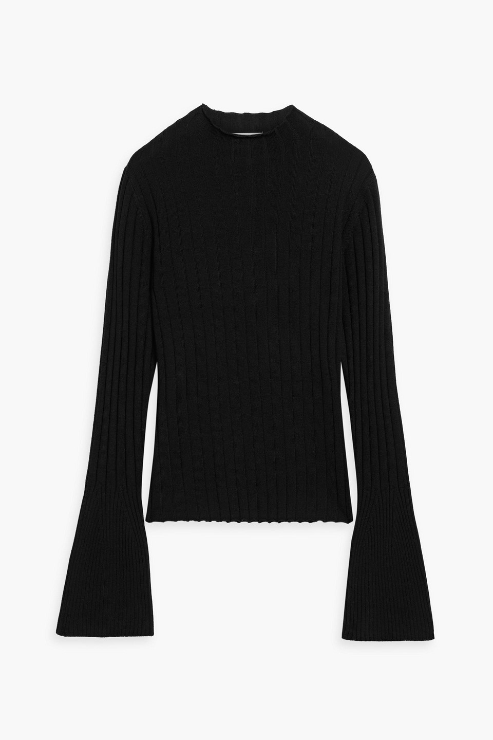 Loulou Studio Anda Ribbed Merino Wool-blend Turtleneck Sweater In Black