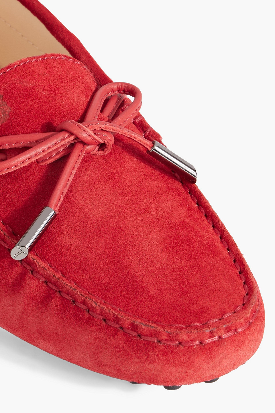Tod's Heaven Lacetto Suede Loafers In Red
