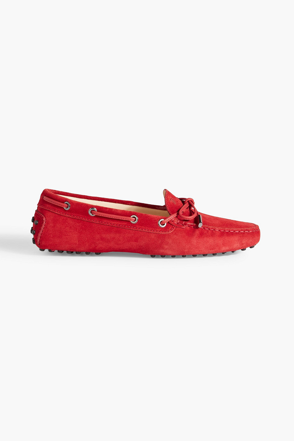 Tod's Heaven Lacetto Suede Loafers In Red