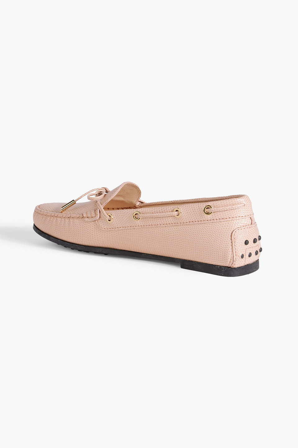 Tod's Heaven Lacetto Ostrich-effect Leather Loafers In Blush