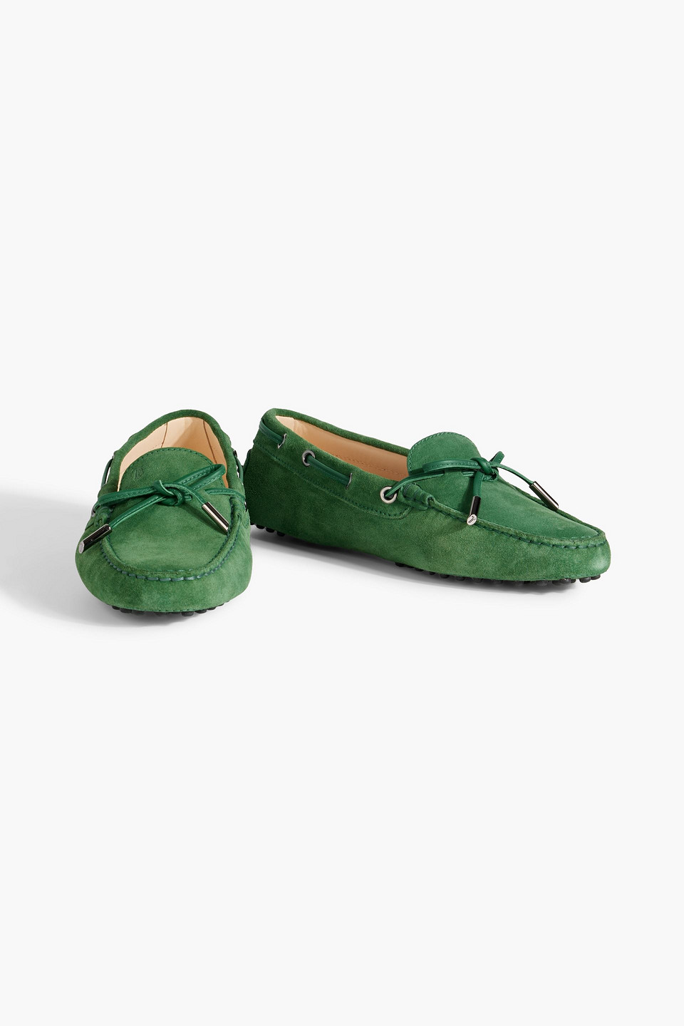 Tod's Heaven Lacetto Suede Loafers In Green