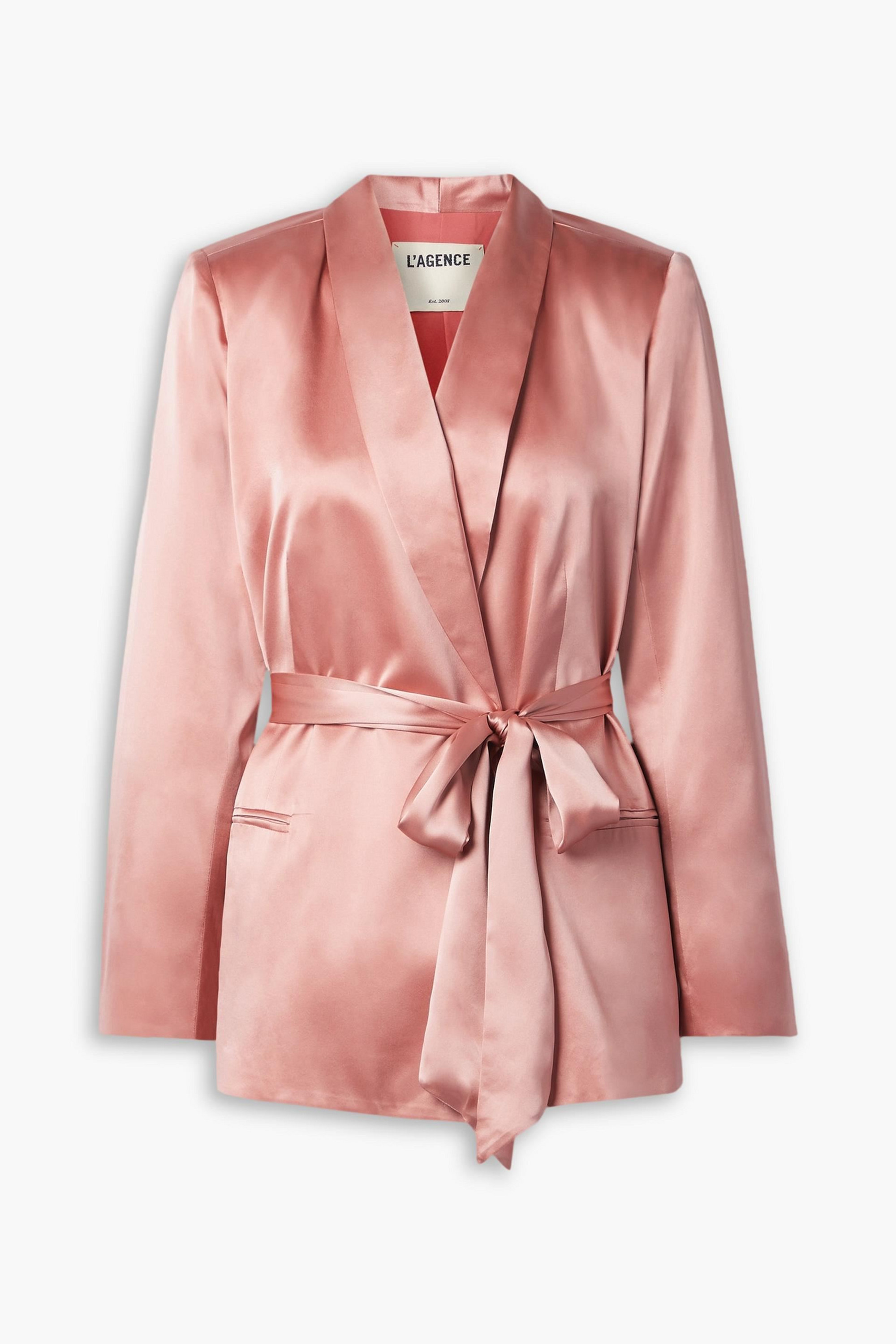 L'AGENCE Everly belted silk-satin blazer