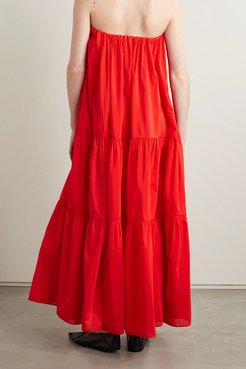 MATTEAU strapless tiered  cotton and silk-blend poplin maxi dress