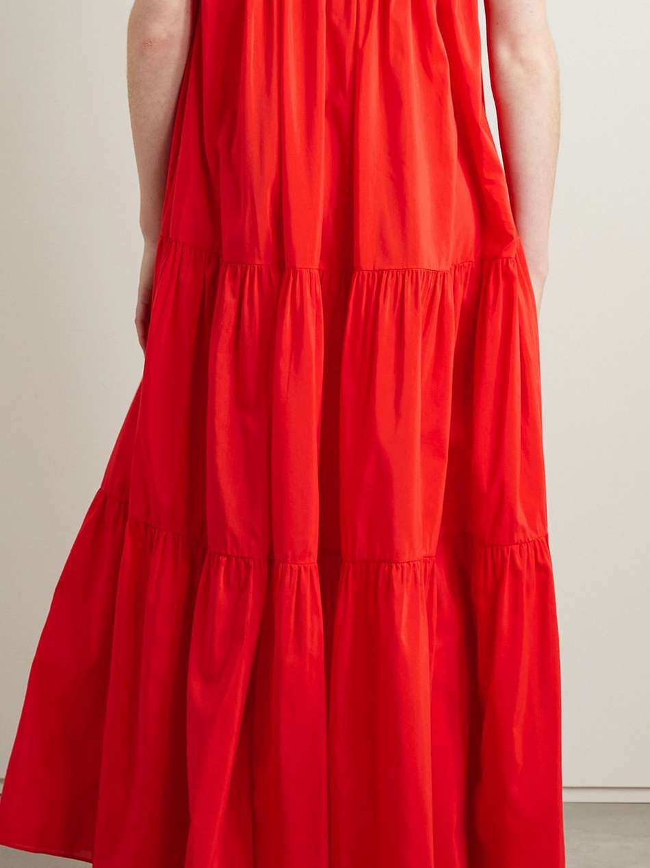 strapless tiered  cotton and silk-blend poplin maxi dress