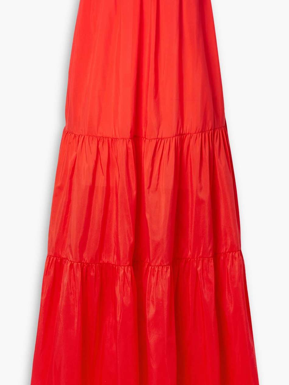 strapless tiered  cotton and silk-blend poplin maxi dress