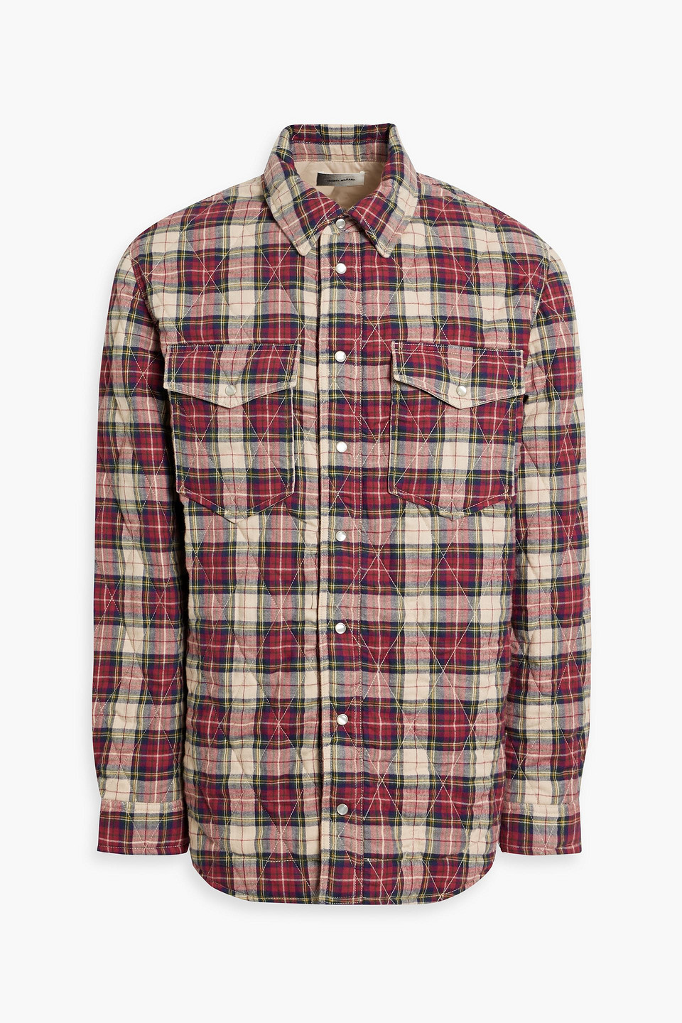 Isabel Marant Musy Quilted Checked Cotton-flannel Overshirt In Burgundy