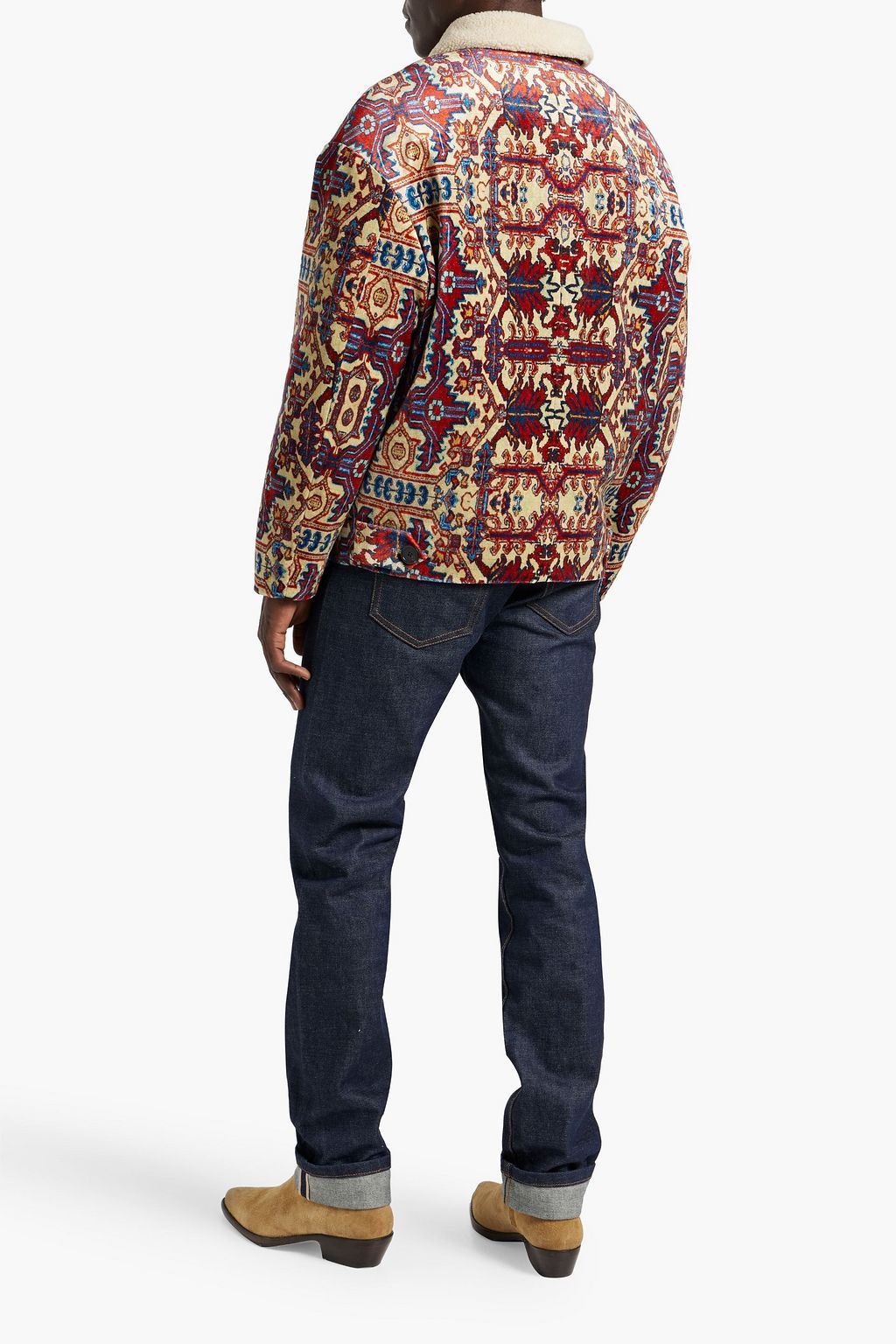ISABEL MARANT Gustav faux shearling-trimmed printed velvet jacket