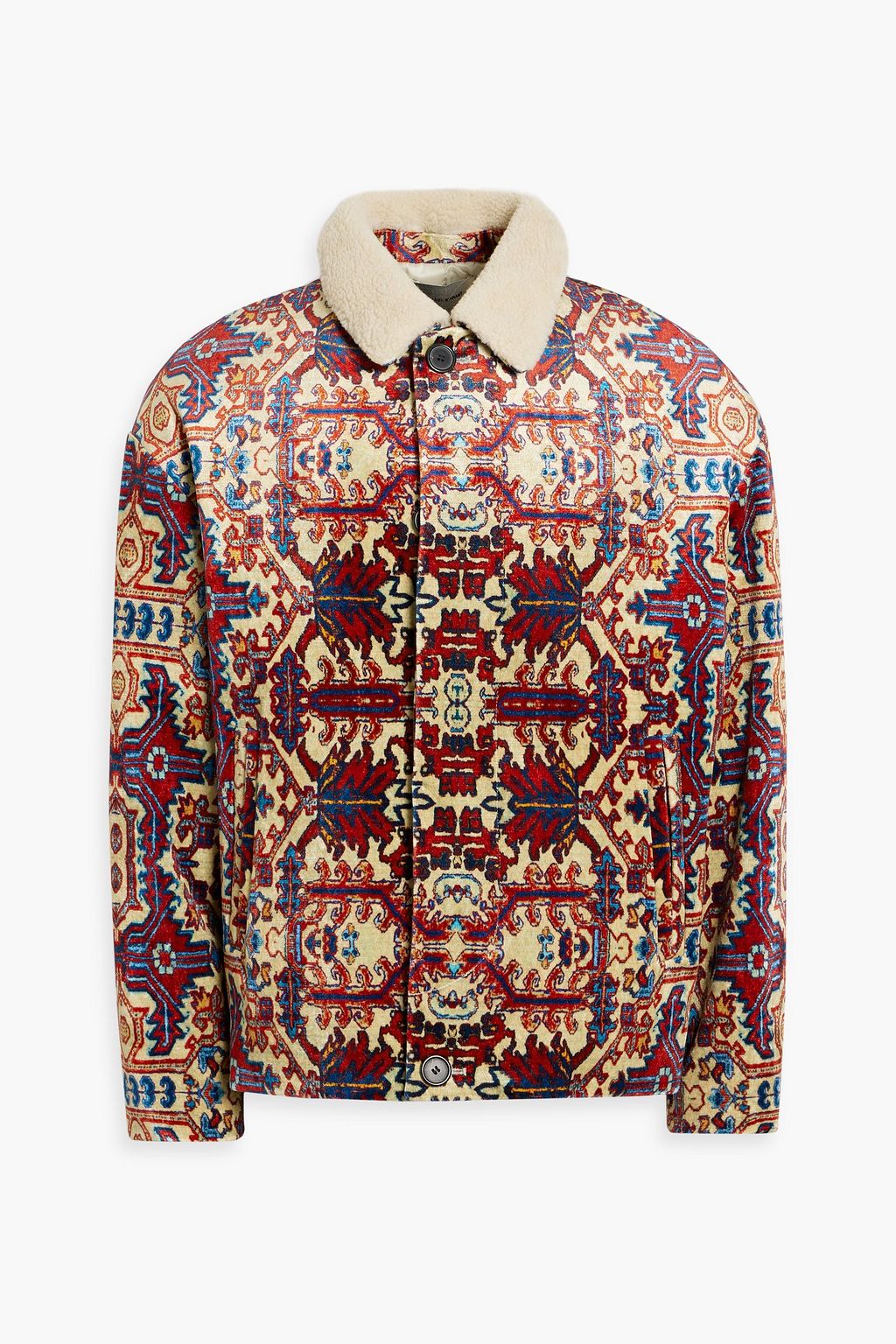 ISABEL MARANT Gustav faux shearling trimmed printed velvet jacket THE OUTNET