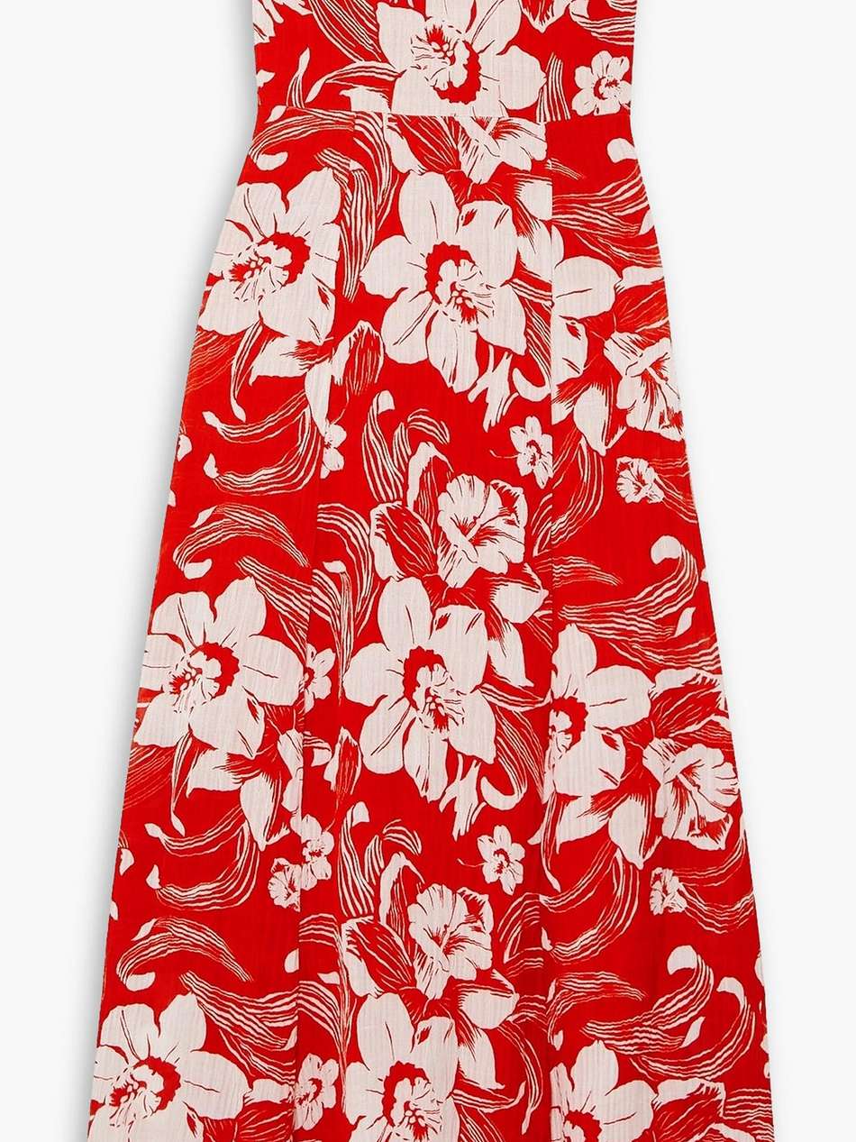 maivi strapless bow-detailed floral-print linen-blend dress
