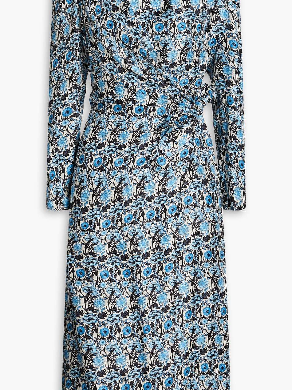 wrap-effect floral-print silk-twill midi dress