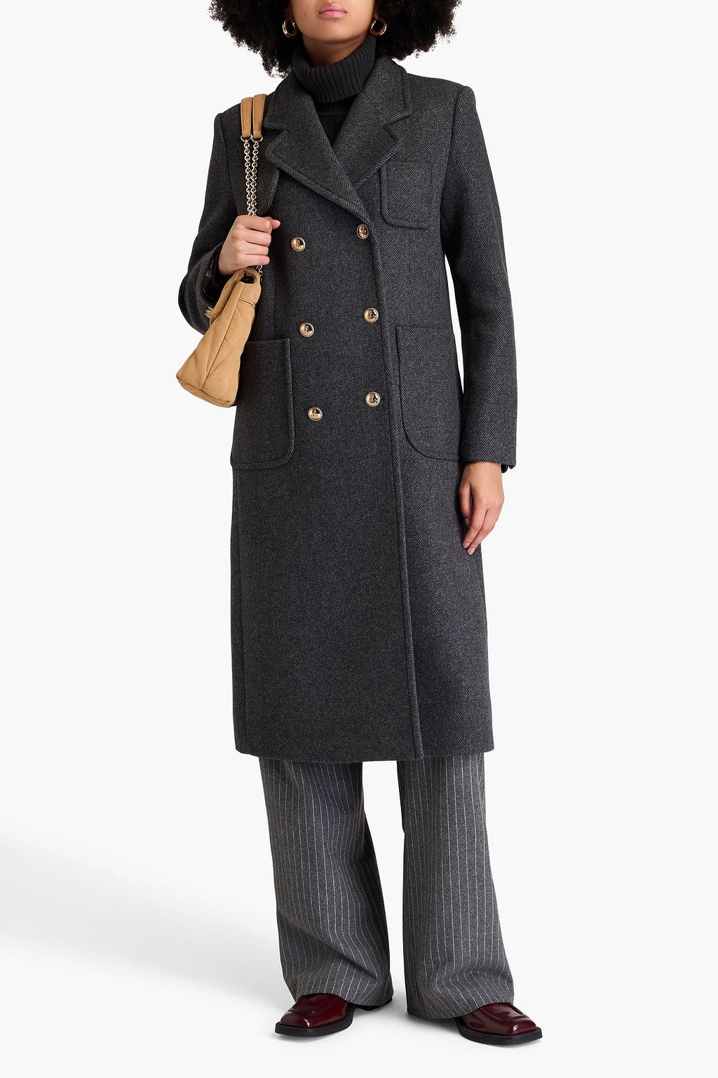 SANDRO Brushed wool-blend twill coat