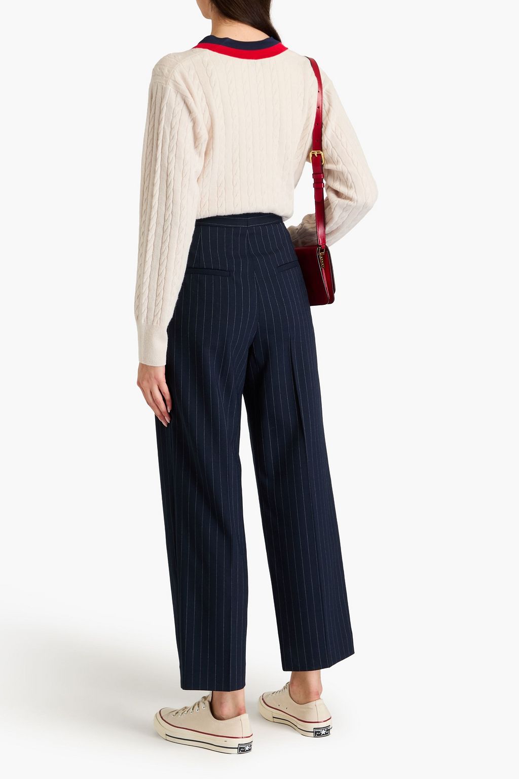 SANDRO Pinstriped twill tapered pants