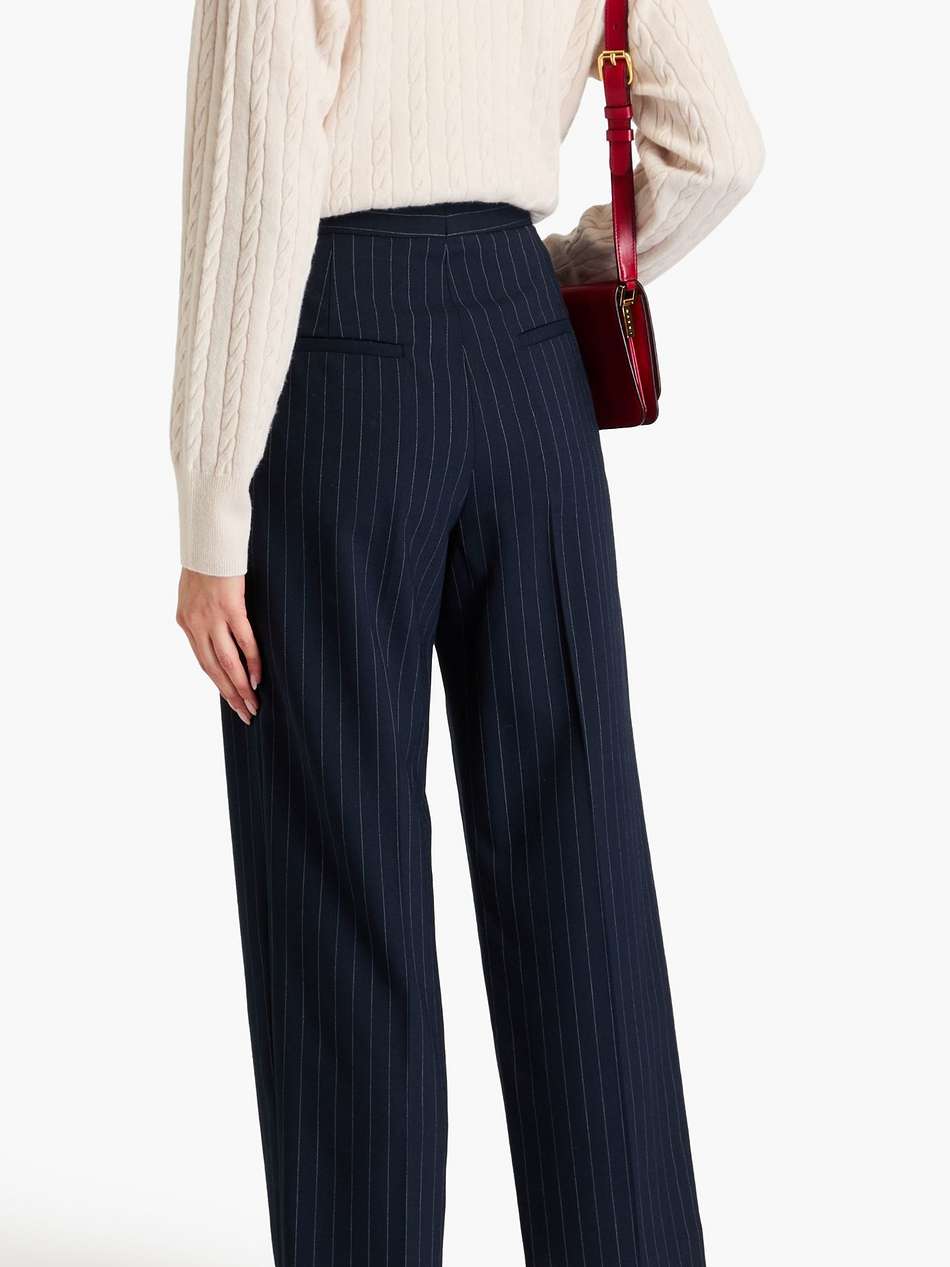 pinstriped twill tapered pants
