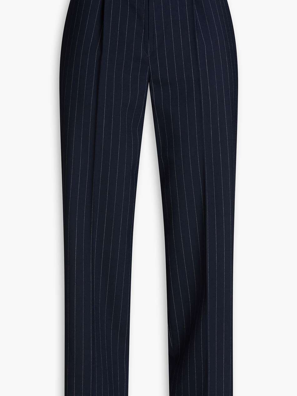 pinstriped twill tapered pants