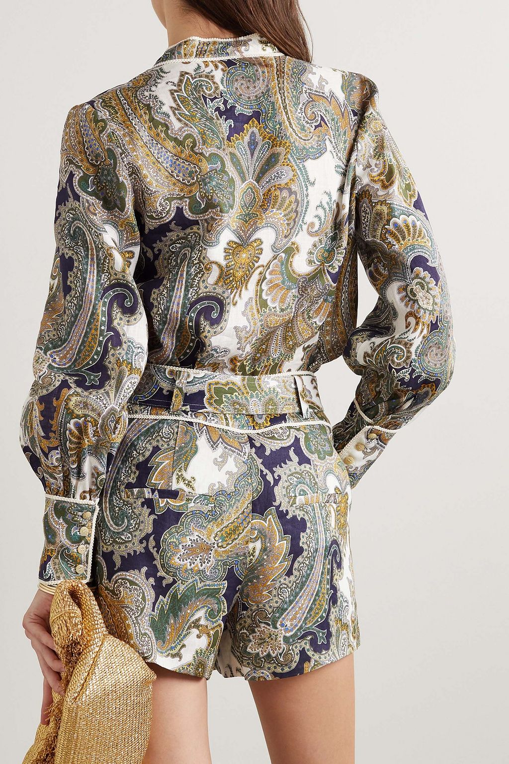 VERONICA BEARD Thorp rope-trimmed paisley-print linen blouse