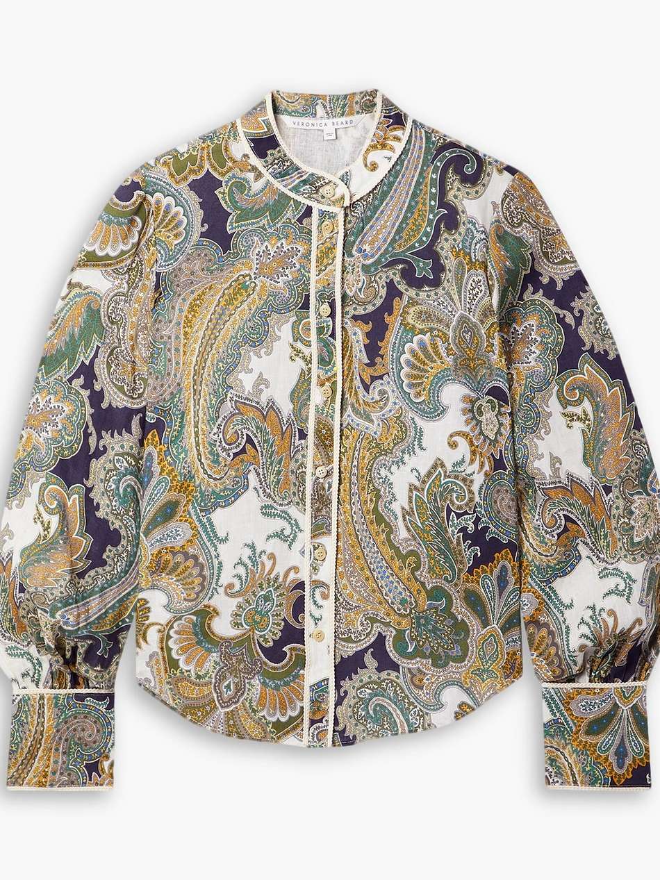 thorp rope-trimmed paisley-print linen blouse