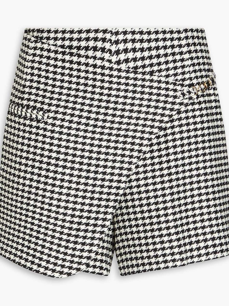 wrap-effect houndstooth tweed shorts