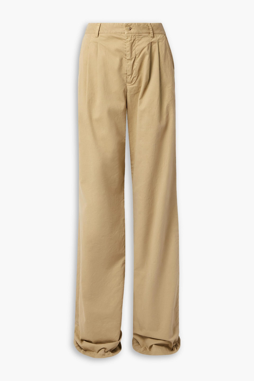 Nili Lotan Flavie Pleated Cotton-blend Twill Wide-leg Trousers In Sand