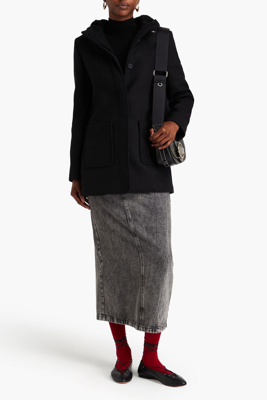 CLAUDIE PIERLOT معطف من اللبّاد المصنوع من مزيج الصوف