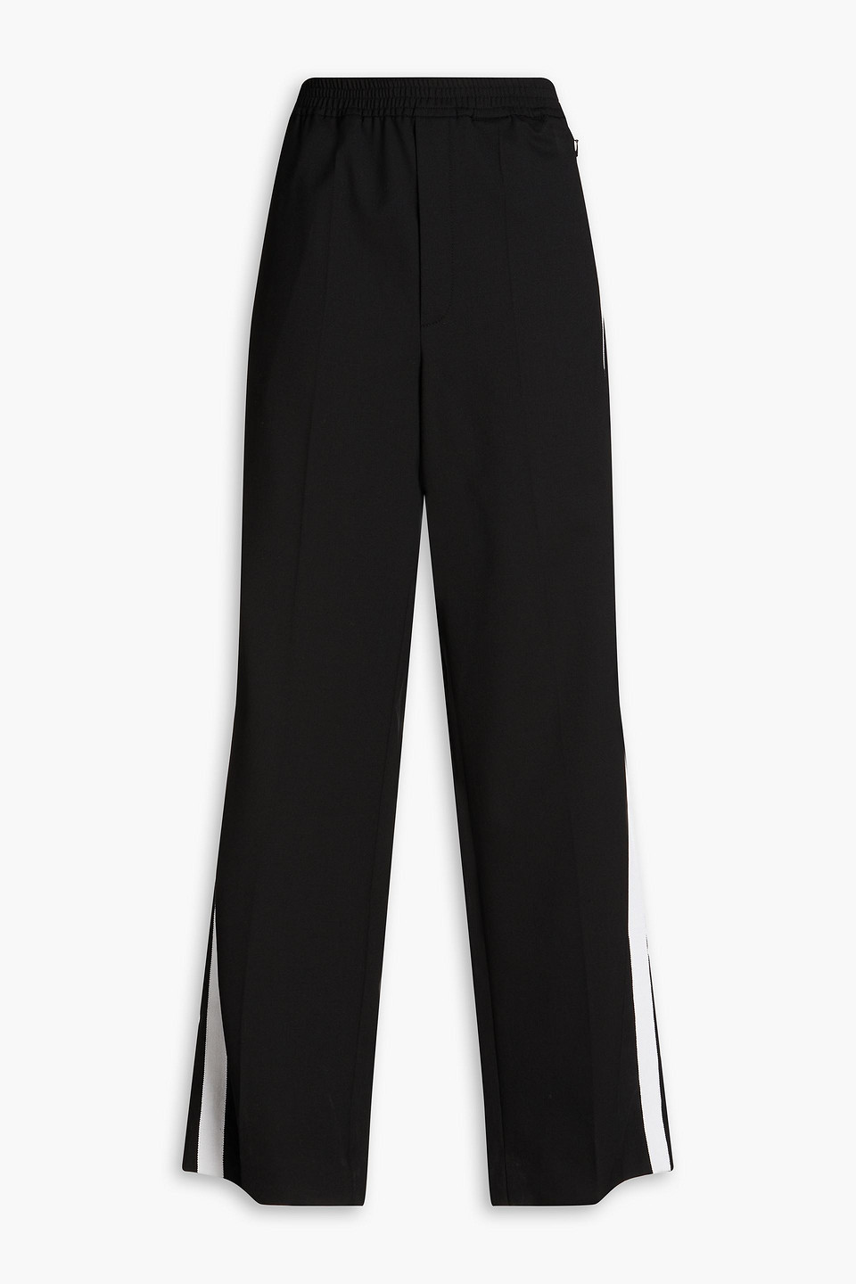Grosgrain-trimmed twill wide-leg pants