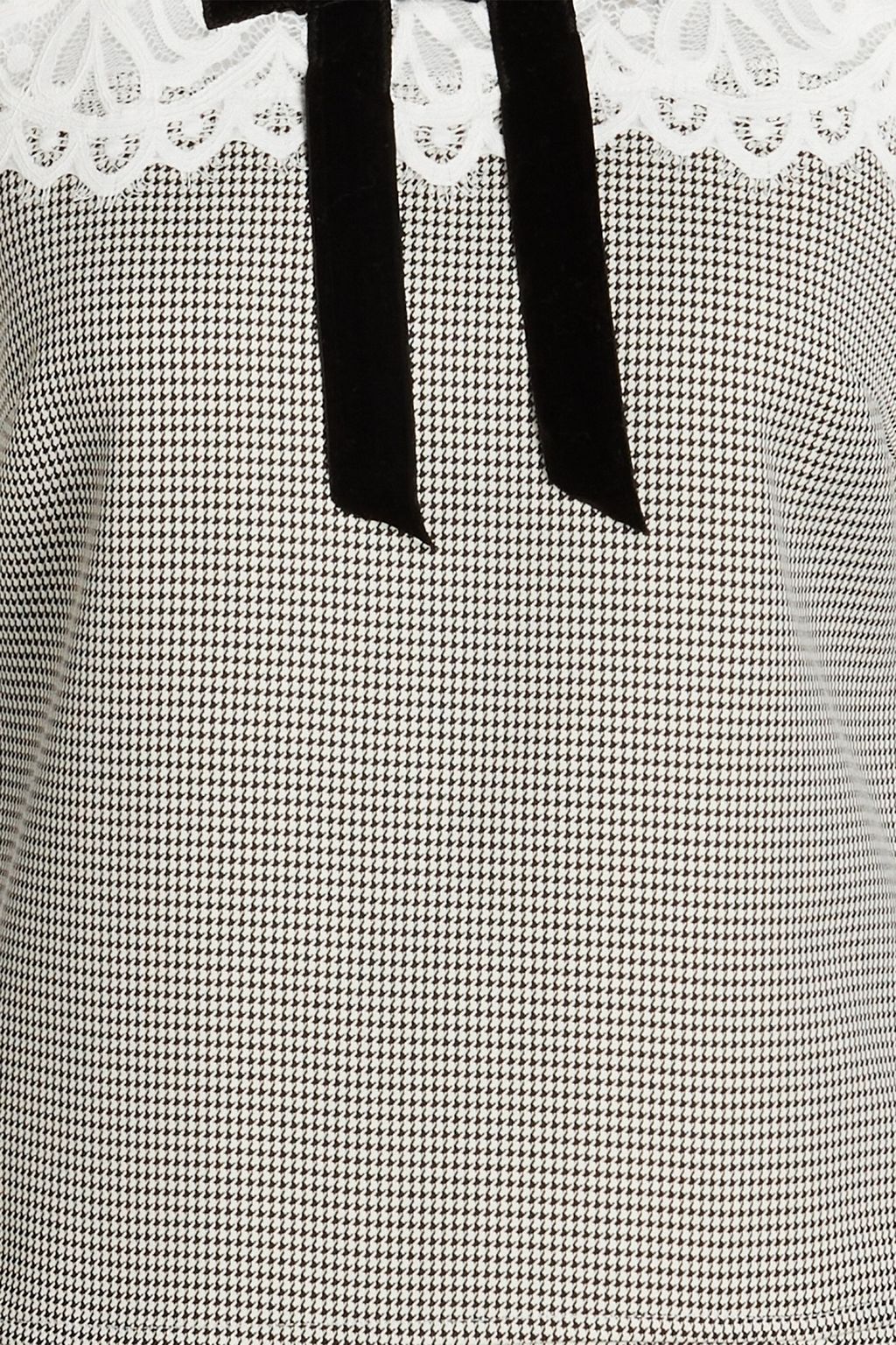 SANDRO Lace-paneled houndstooth jacquard mini dress