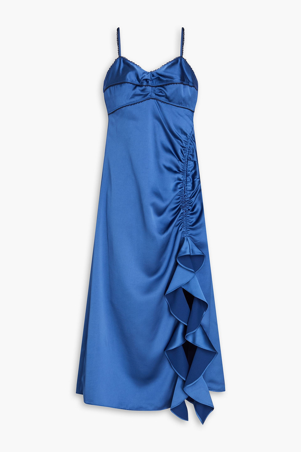 Sandro Ruched Satin-crepe Midi Dress