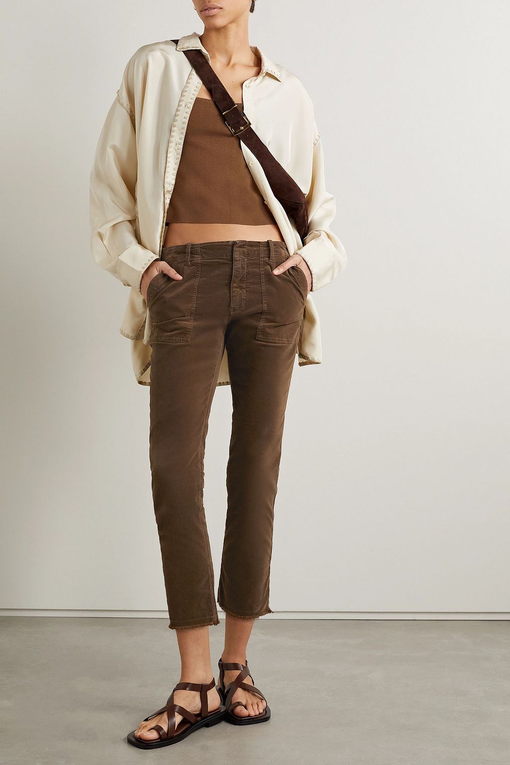NILI LOTAN Jenna cropped cotton-blend corduroy slim-leg pants