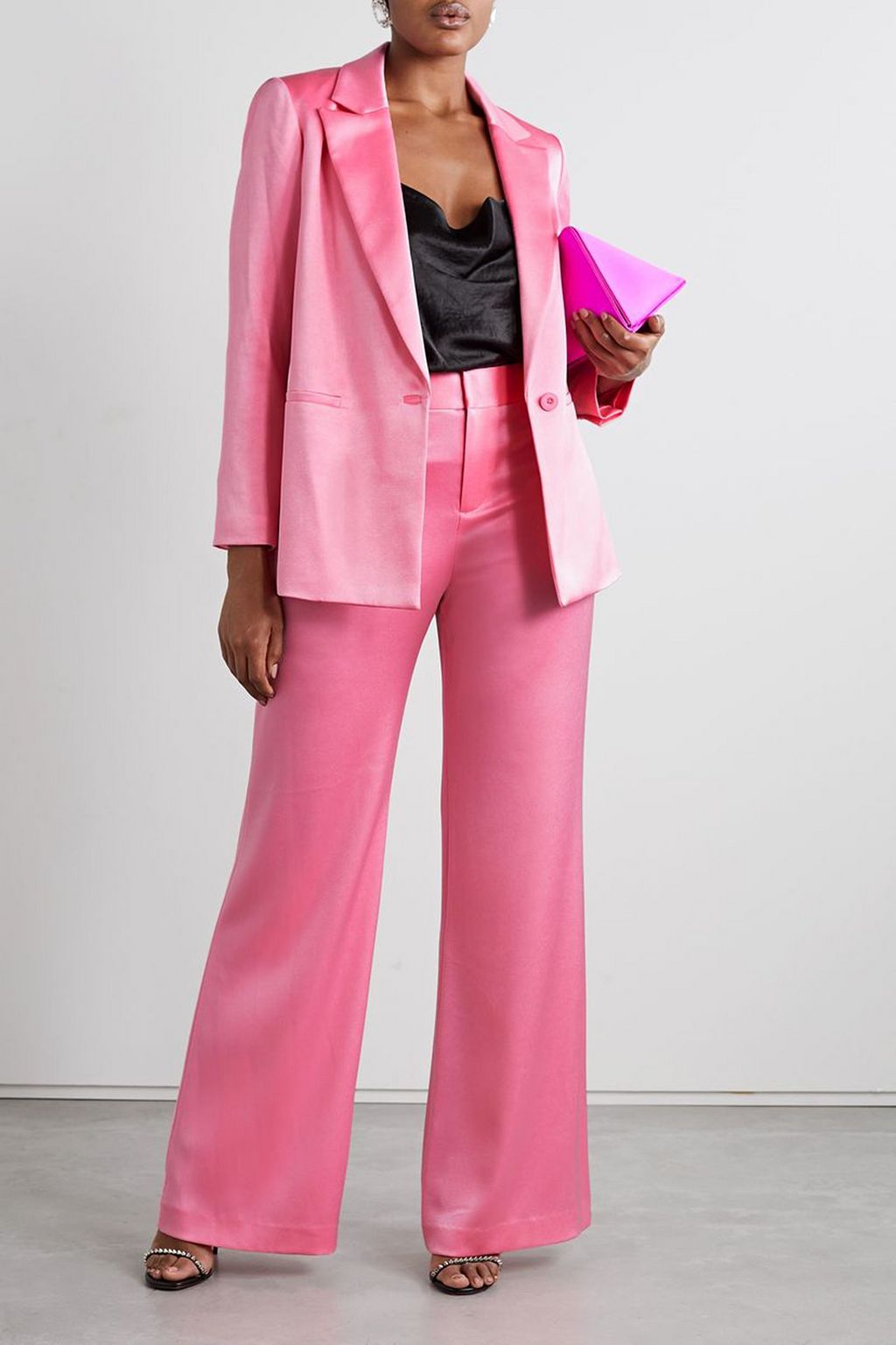 ALICE + OLIVIA بليزر "ديني" من الساتان المجعّد