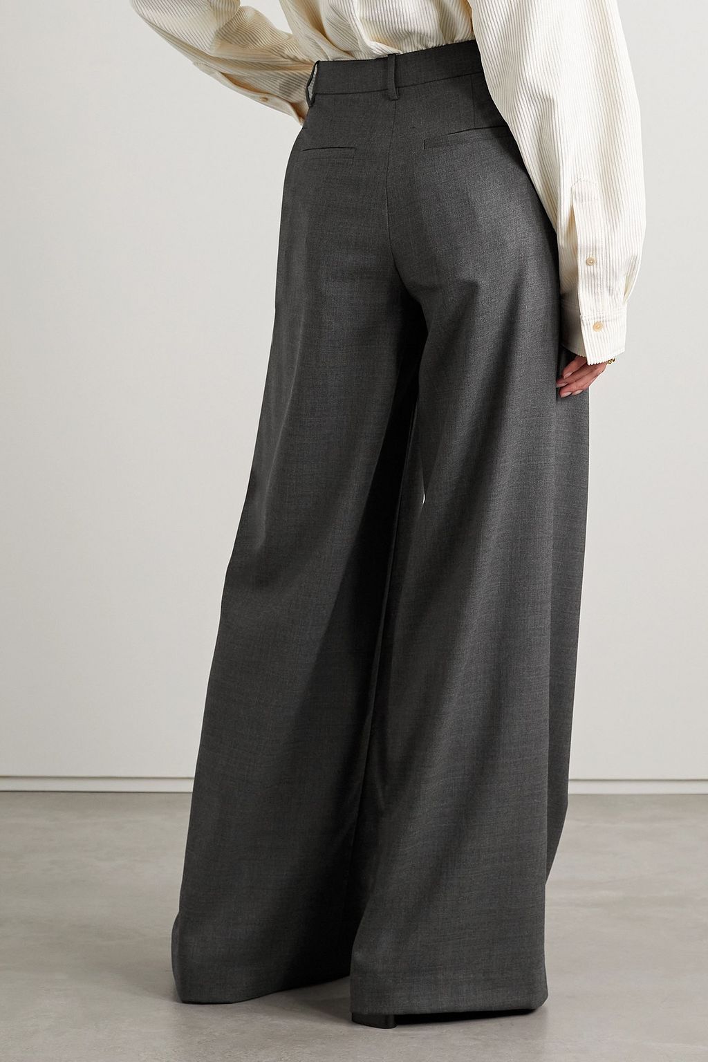 NILI LOTAN Dillon pleated wool-twill wide-leg pants
