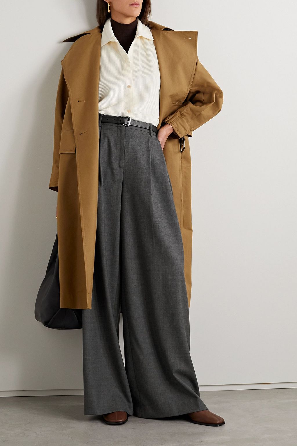 NILI LOTAN Dillon pleated wool-twill wide-leg pants
