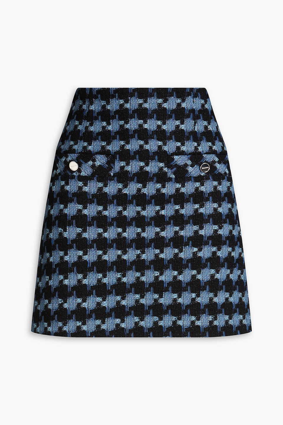 Sandro Houndstooth Cotton-blend Tweed Mini Skirt In Blue