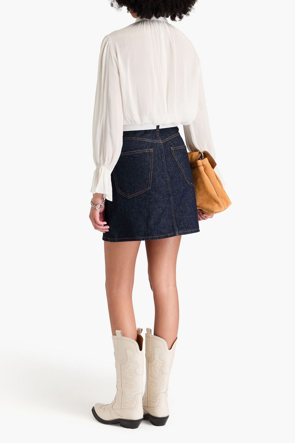 SANDRO Pussy-bow crepe de chine blouse
