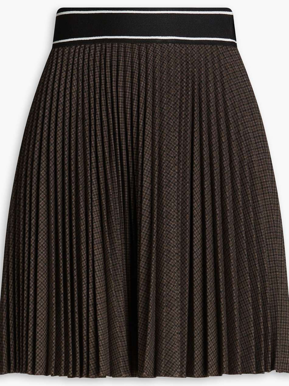 pleated checked twill mini skirt