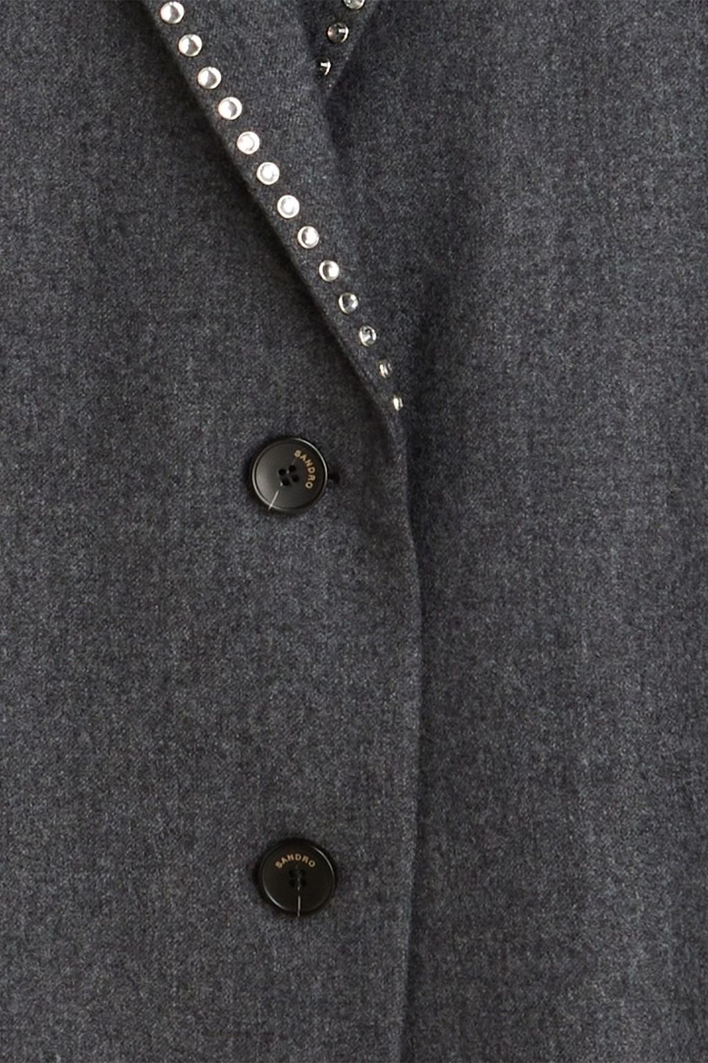 SANDRO Crystal-embellished brushed wool-twill blazer