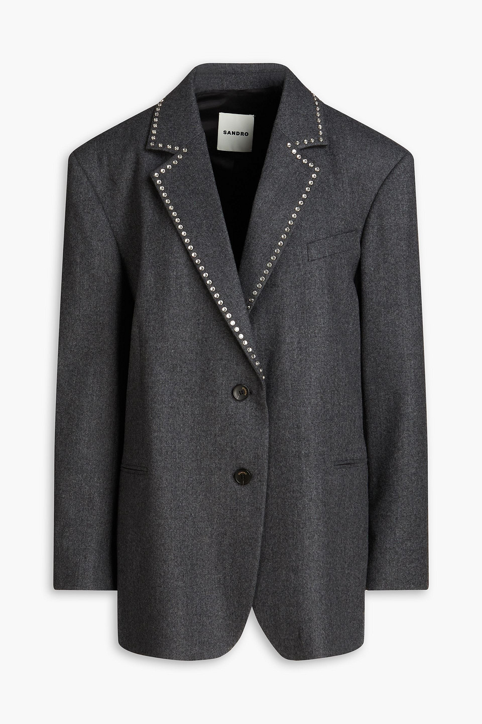 Crystal-embellished brushed wool-twill blazer