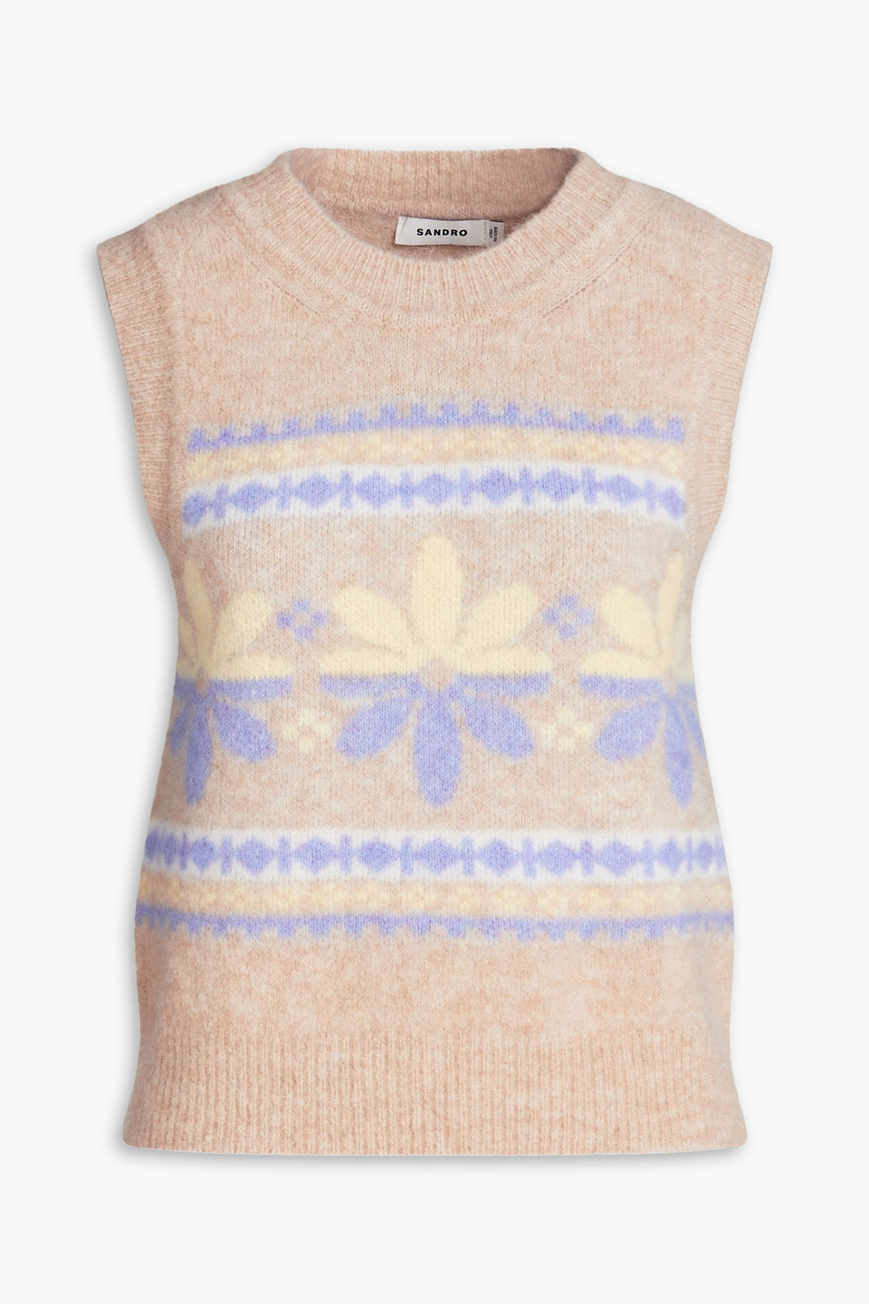 Sandro Jacquard-knit Waistcoat In Pink