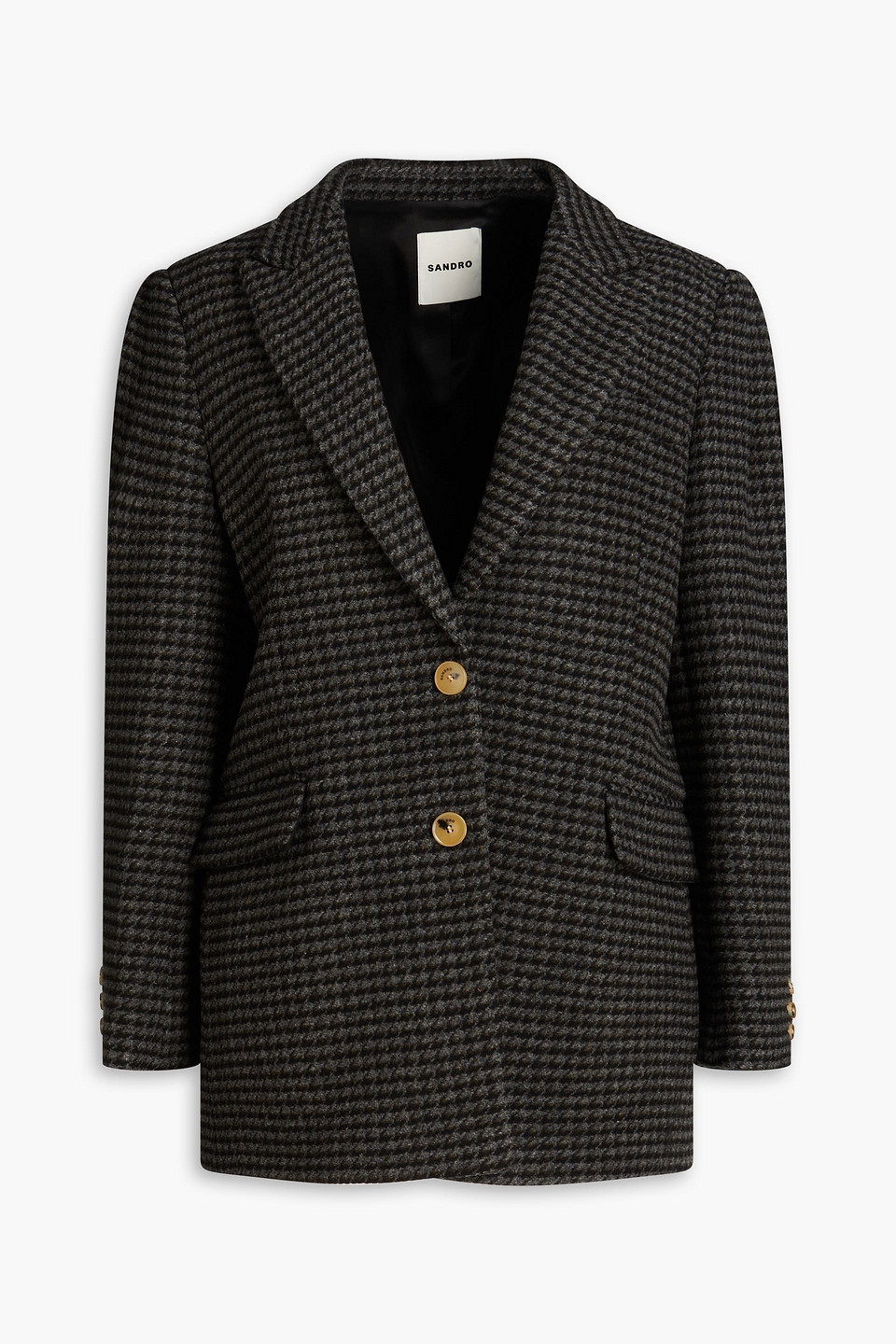 Sandro - Houndstooth wool-felt blazer - Gray - FR 34