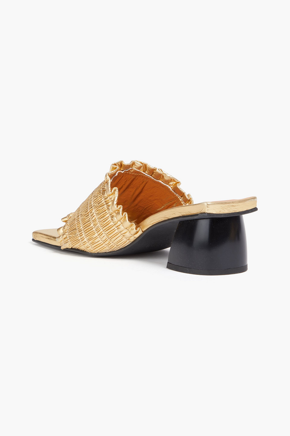  Ganni - Ruffled Metallic Sandals - Metallic - Eu 36 
