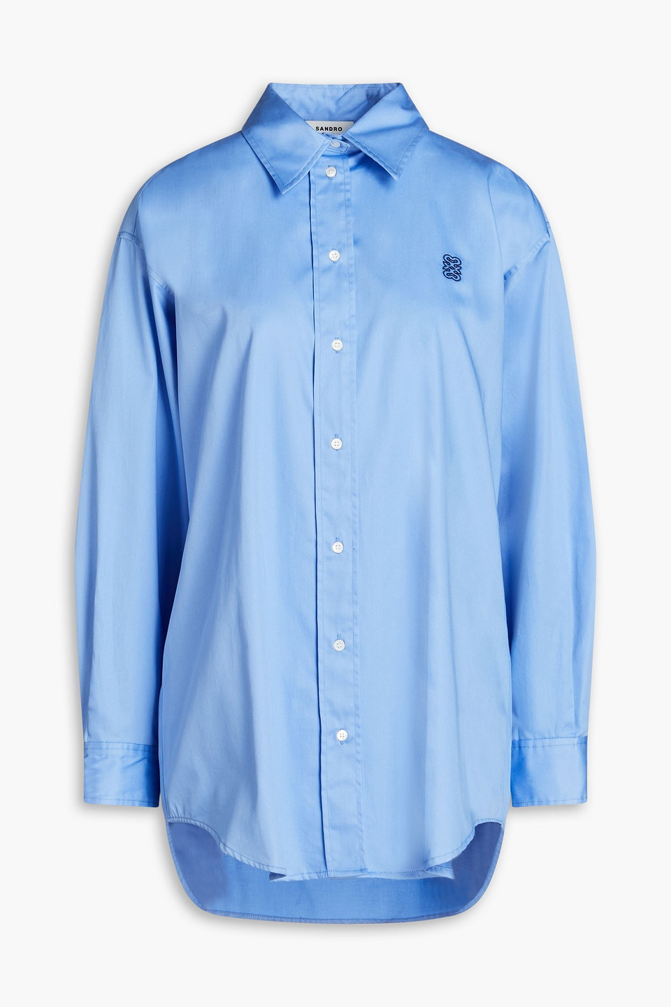 Sandro Hemd Aus Baumwollpopeline Mit Stickereien In Blue