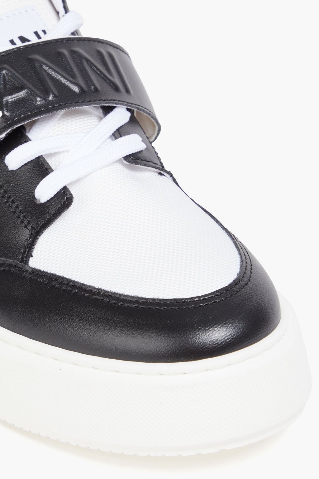 GANNI Faux leather and canvas sneakers