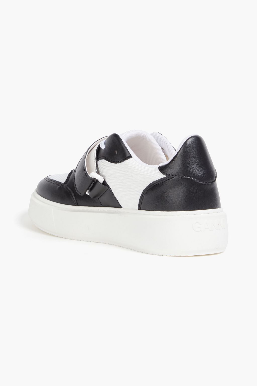 GANNI Faux leather and canvas sneakers